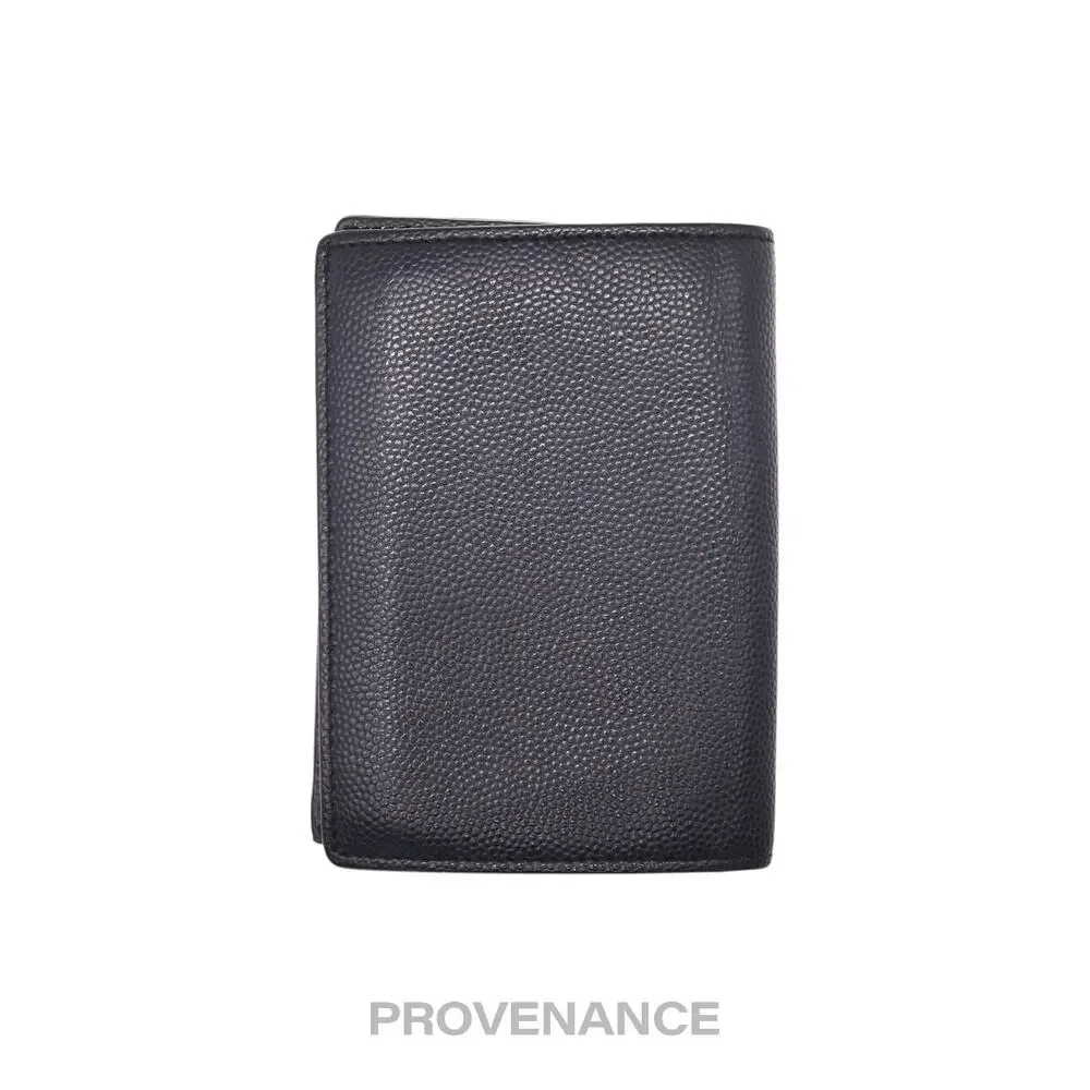 🔴 Saint Laurent Paris SLP Pocket Card Wallet - Navy Leather